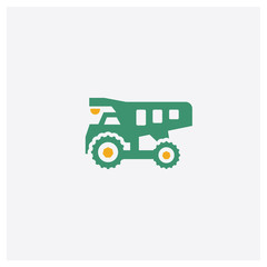 Dumper concept 2 colored icon. Isolated orange and green Dumper vector symbol design. Can be used for web and mobile UI/UX