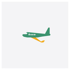 Aeroplane concept 2 colored icon. Isolated orange and green Aeroplane vector symbol design. Can be used for web and mobile UI/UX