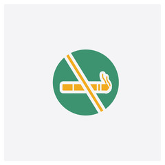 No smoking concept 2 colored icon. Isolated orange and green No smoking vector symbol design. Can be used for web and mobile UI/UX