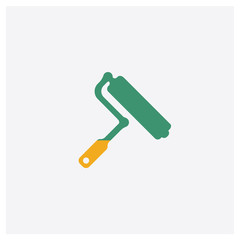 Paint roller concept 2 colored icon. Isolated orange and green Paint roller vector symbol design. Can be used for web and mobile UI/UX