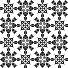 Black and white seamless background. Paisley ornament. Drawing. Ikat. Vector illustration for web design or print.