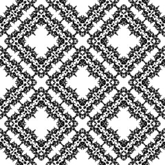 Black and white seamless background. Paisley ornament. Drawing. Ikat. Vector illustration for web design or print.