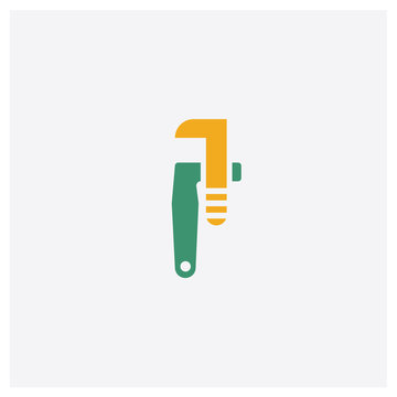 stillson wrench concept 2 colored icon. Isolated orange and green stillson wrench vector symbol design. Can be used for web and mobile UI/UX