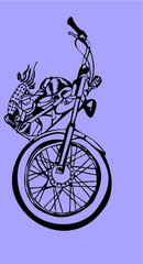 Hand drawing motorcycle print and embroidery graphic design vector art