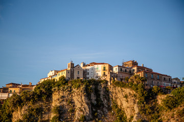Fototapeta na wymiar View of the promontory of Agropoli Cilento, Campania, Italy.