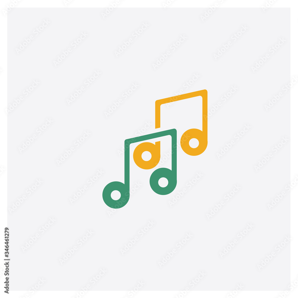 Wall mural music concept 2 colored icon. isolated orange and green music vector symbol design. can be used for 