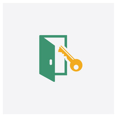 Login concept 2 colored icon. Isolated orange and green Login vector symbol design. Can be used for web and mobile UI/UX