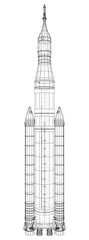 Space rocket concept outline. Vector