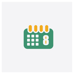 Calendar concept 2 colored icon. Isolated orange and green Calendar vector symbol design. Can be used for web and mobile UI/UX