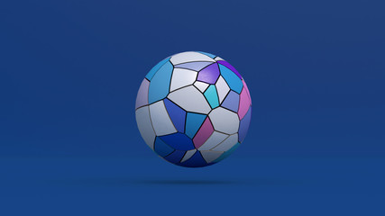 Colorful big sphere, blue background. Abstract illustration, 3d render.