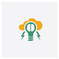Brainstorm concept 2 colored icon. Isolated orange and green Brainstorm vector symbol design. Can be used for web and mobile UI/UX