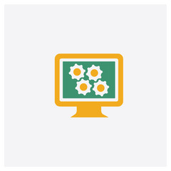 Workflow concept 2 colored icon. Isolated orange and green Workflow vector symbol design. Can be used for web and mobile UI/UX
