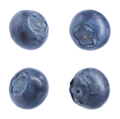 Set of tasty ripe blueberries on white background