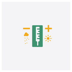 Thermometer concept 2 colored icon. Isolated orange and green Thermometer vector symbol design. Can be used for web and mobile UI/UX