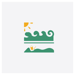 Summer concept 2 colored icon. Isolated orange and green Summer vector symbol design. Can be used for web and mobile UI/UX