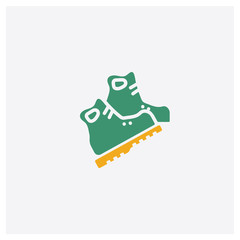 Boots concept 2 colored icon. Isolated orange and green Boots vector symbol design. Can be used for web and mobile UI/UX