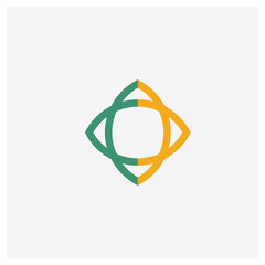 Paganism concept 2 colored icon. Isolated orange and green Paganism vector symbol design. Can be used for web and mobile UI/UX