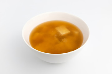 Miso soup with tofu with background
