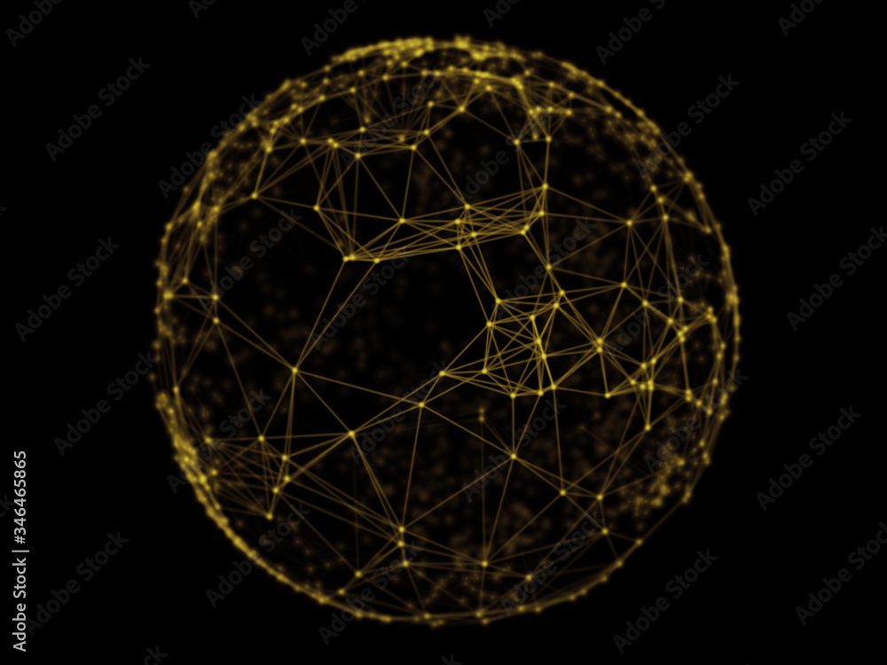 Poster abstract sphere geometry orb and polygonal lines and dots. futuristic technology (super high resolut
