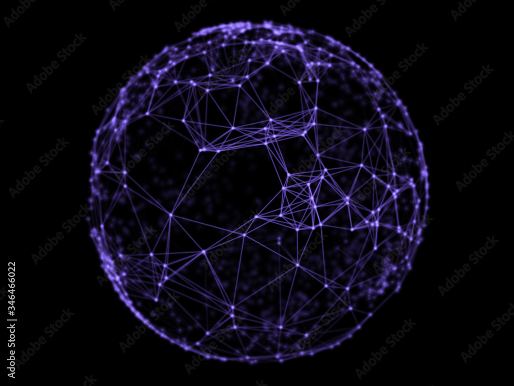 Aufkleber abstract sphere geometry orb and polygonal lines and dots. futuristic technology (super high resolut