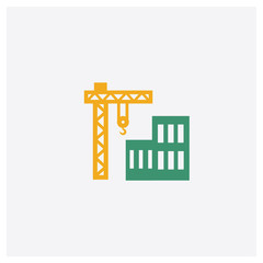 Construction concept 2 colored icon. Isolated orange and green Construction vector symbol design. Can be used for web and mobile UI/UX