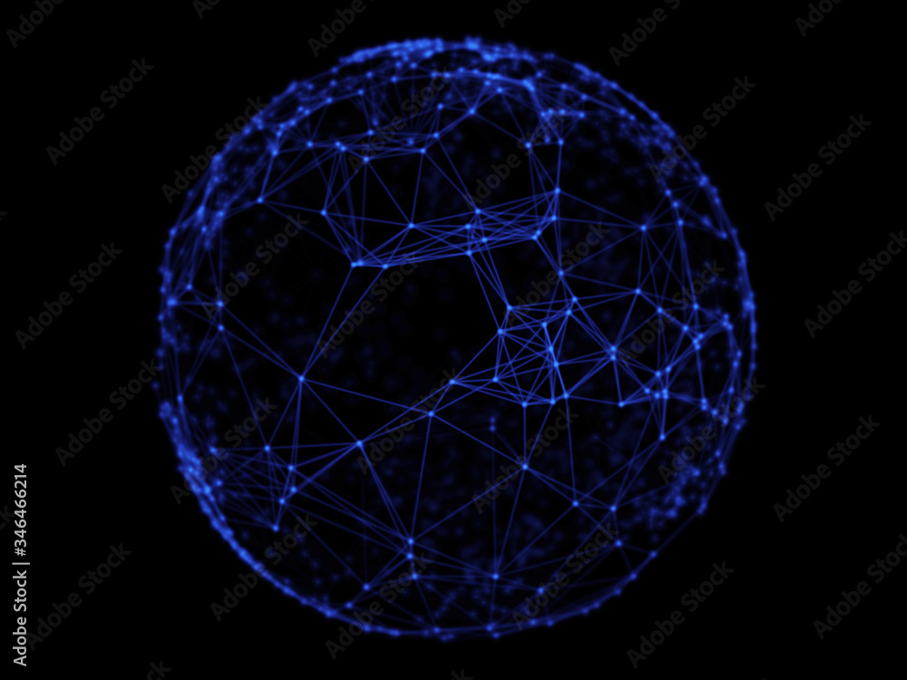Aufkleber abstract sphere geometry orb and polygonal lines and dots. futuristic technology (super high resolut