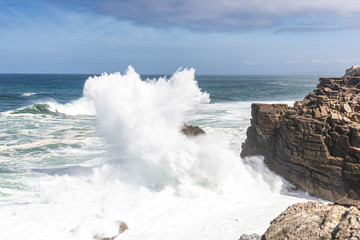 Breaking Atlantic wave, Farol de Cabo Carvoeiro, Peniche