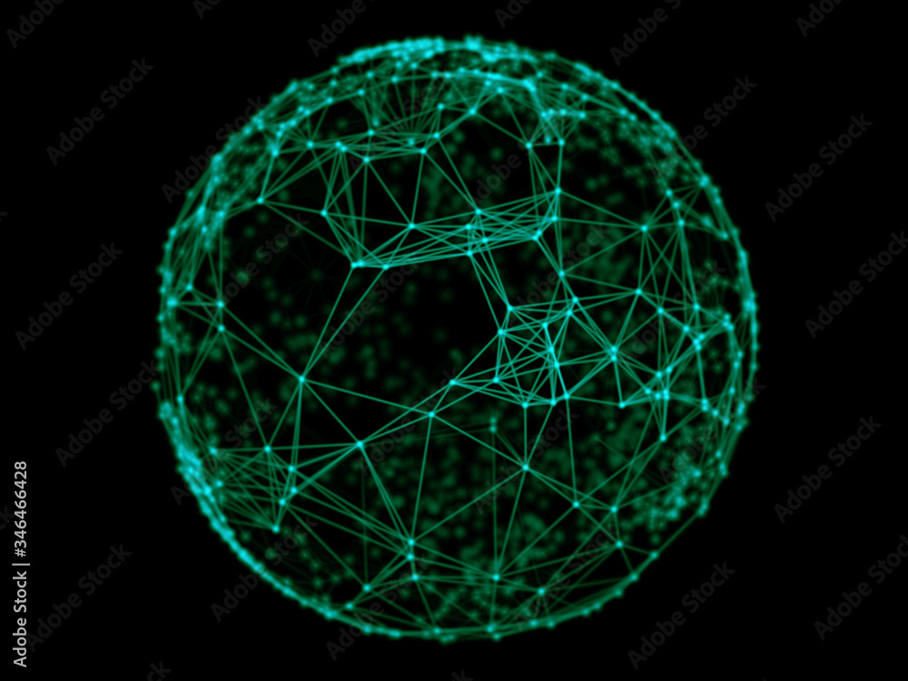 Poster abstract sphere geometry orb and polygonal lines and dots. futuristic technology (super high resolut