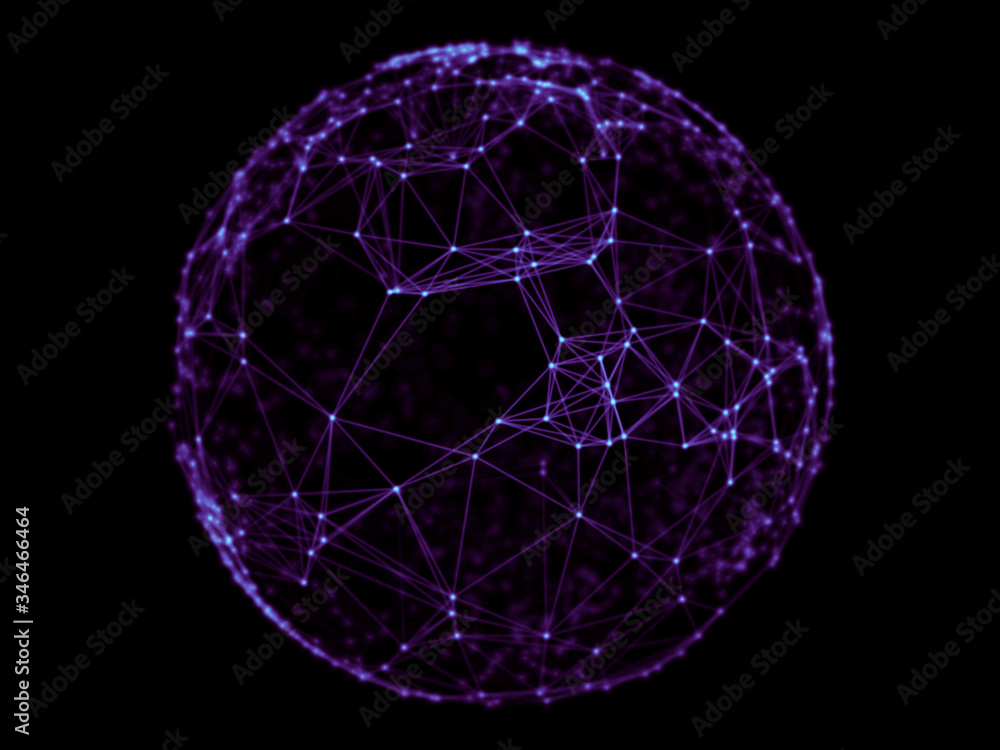 Poster abstract sphere geometry orb and polygonal lines and dots. futuristic technology (super high resolut