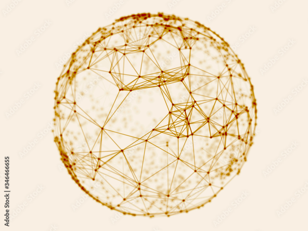 Poster abstract sphere geometry orb and polygonal lines and dots. futuristic technology (super high resolut