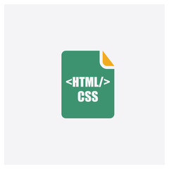 Html concept 2 colored icon. Isolated orange and green Html vector symbol design. Can be used for web and mobile UI/UX