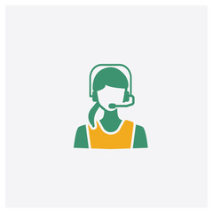 Telemarketer concept 2 colored icon. Isolated orange and green Telemarketer vector symbol design. Can be used for web and mobile UI/UX