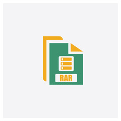 Rar concept 2 colored icon. Isolated orange and green Rar vector symbol design. Can be used for web and mobile UI/UX