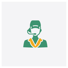 Clerk concept 2 colored icon. Isolated orange and green Clerk vector symbol design. Can be used for web and mobile UI/UX