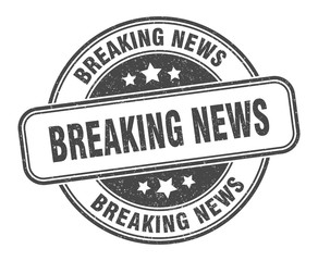 breaking news stamp. breaking news round grunge sign. label
