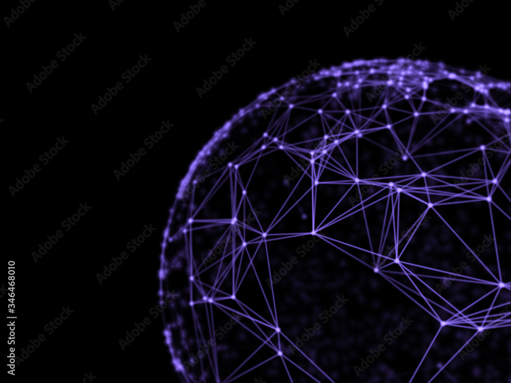 Poster abstract sphere geometry orb and polygonal lines and dots. futuristic technology (super high resolut