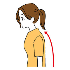 姿勢　猫背　女性