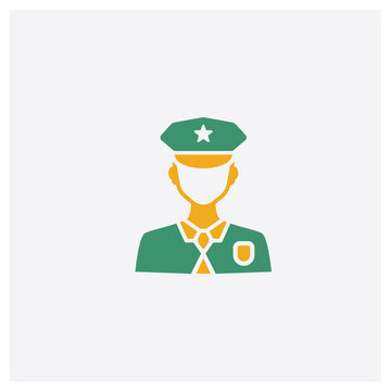 Policeman concept 2 colored icon. Isolated orange and green Policeman vector symbol design. Can be used for web and mobile UI/UX