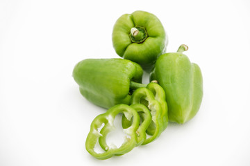 Green pepper food green isolated on white background. White background.