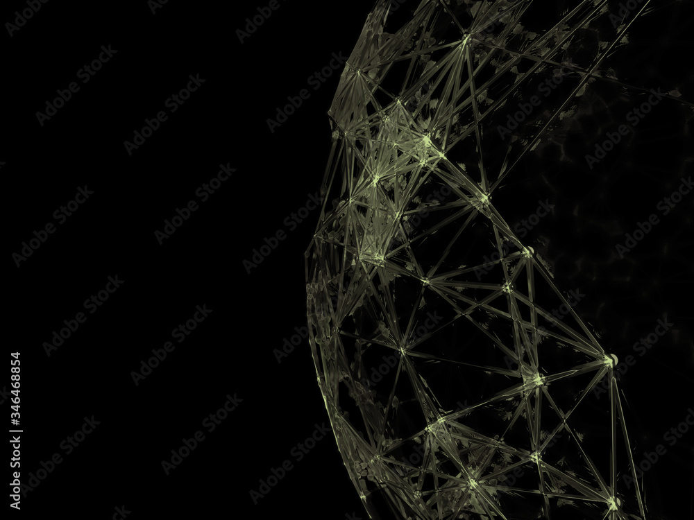 Aufkleber abstract sphere geometry orb and polygonal lines and dots. futuristic technology (super high resolut