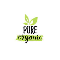 Eco, organic food logo. Healthy farm sign vector illustration. Tag for products packaging of market, restaurants etc.