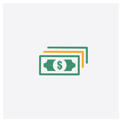 Cash concept 2 colored icon. Isolated orange and green Cash vector symbol design. Can be used for web and mobile UI/UX