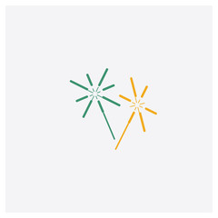 Fireworks concept 2 colored icon. Isolated orange and green Fireworks vector symbol design. Can be used for web and mobile UI/UX