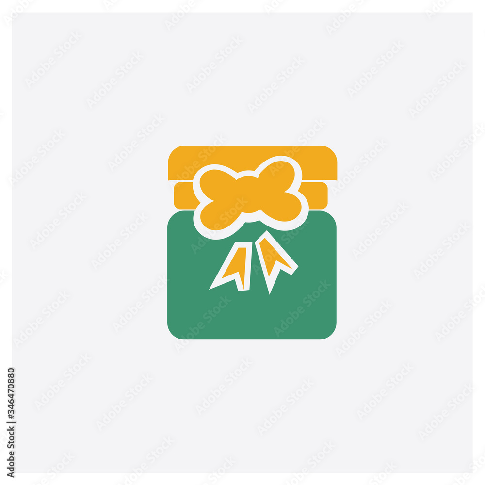 Wall mural giftbox with ribbon concept 2 colored icon. isolated orange and green giftbox with ribbon vector sym