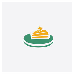 Slice of Cake concept 2 colored icon. Isolated orange and green Slice of Cake vector symbol design. Can be used for web and mobile UI/UX