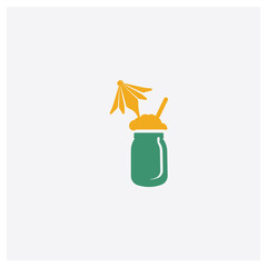 Juice Bottle with Straw concept 2 colored icon. Isolated orange and green Juice Bottle with Straw vector symbol design. Can be used for web and mobile UI/UX