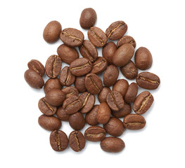roasted coffee beans arabica isolated on a white background