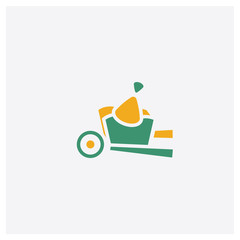 Trolley concept 2 colored icon. Isolated orange and green Trolley vector symbol design. Can be used for web and mobile UI/UX