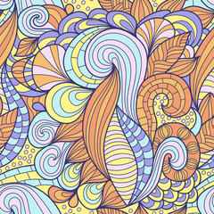 Colorful abstract seamless pattern. 60s hippie psychedelic art