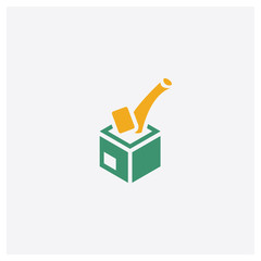 Obraz premium Box concept 2 colored icon. Isolated orange and green Box vector symbol design. Can be used for web and mobile UI/UX